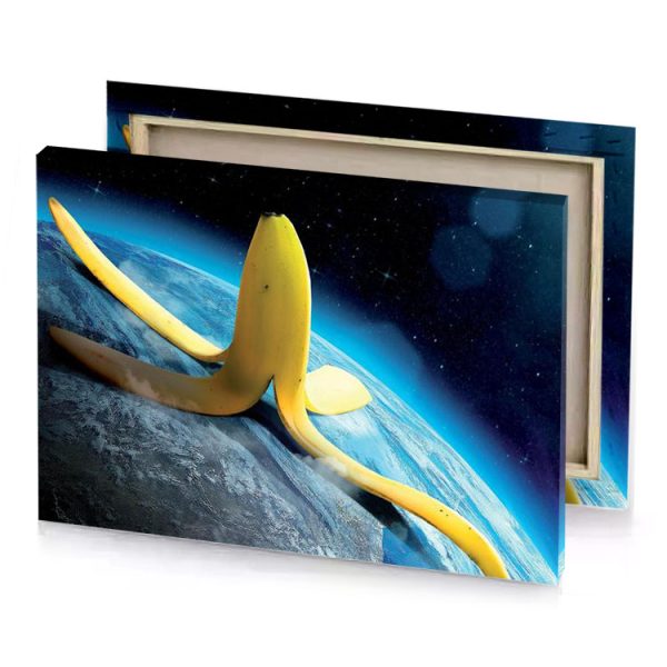 a banana is floating over the earth copper canvas - Image 4