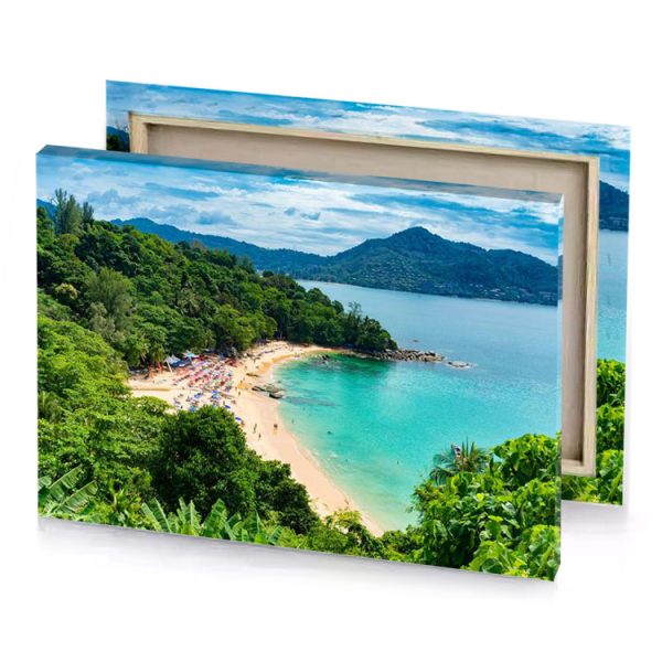 a beach with lot of people on it medium turquoise canvas - Image 4