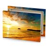 a beach with sunset and boat in the water yellow orange canvas - Image 4