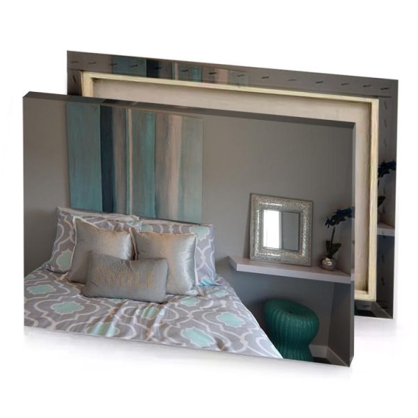 a bed with blue and white comforter manatee canvas - Image 4