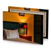 a bed with pillow and lamp on it saddle brown canvas - Image 4