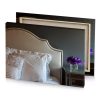 a bed with white headboard and purple flower manatee canvas - Image 4