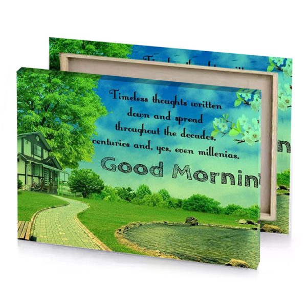 a bench in the middle of park with quote dark sea green canvas - Image 4