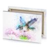 a bird flying over bunch of flowers light steel blue canvas - Image 4