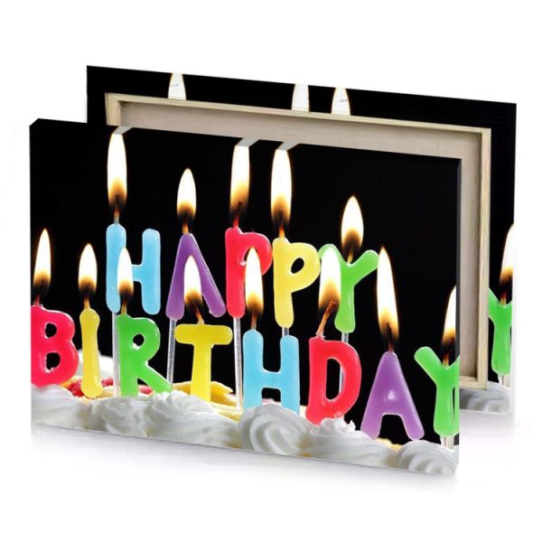 a birthday cake with candles on top radical red canvas - Image 4