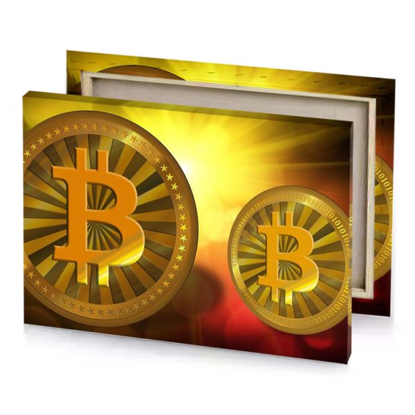 a bit coin with golden on it khaki canvas - Image 4