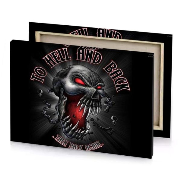 a black and red logo with the words to hell smoky canvas - Image 4