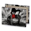 a black and white anime character with red eyes brown canvas - Image 4