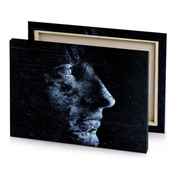 a black and white lion face with background charcoal canvas - Image 4
