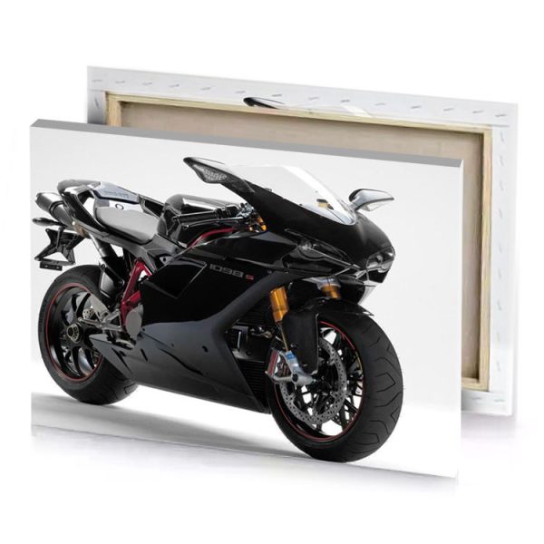a black and white motorcycle is shown in this image smoky canvas - Image 4