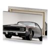 a black and white muscle car with red stripes smoky canvas - Image 4