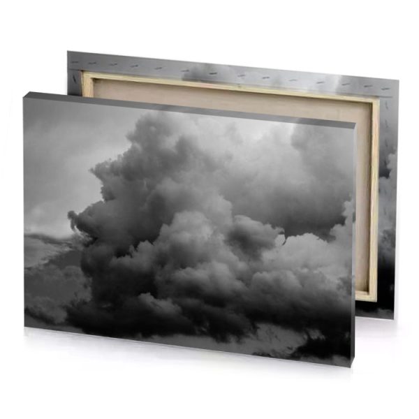 a black and white photo of cloud bistre canvas - Image 4