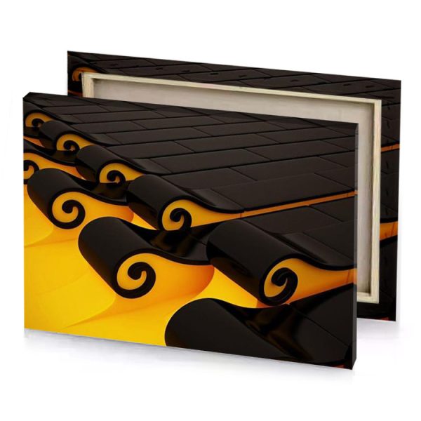 a black and yellow background with row of chairs tangerine canvas - Image 4