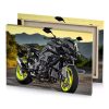 a black and yellow motorcycle parked on road smoky canvas - Image 4