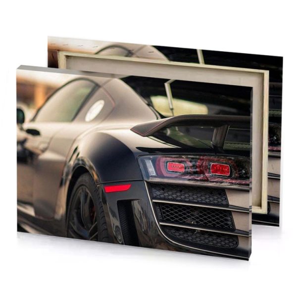 a black audi car parked on the street silver canvas - Image 4