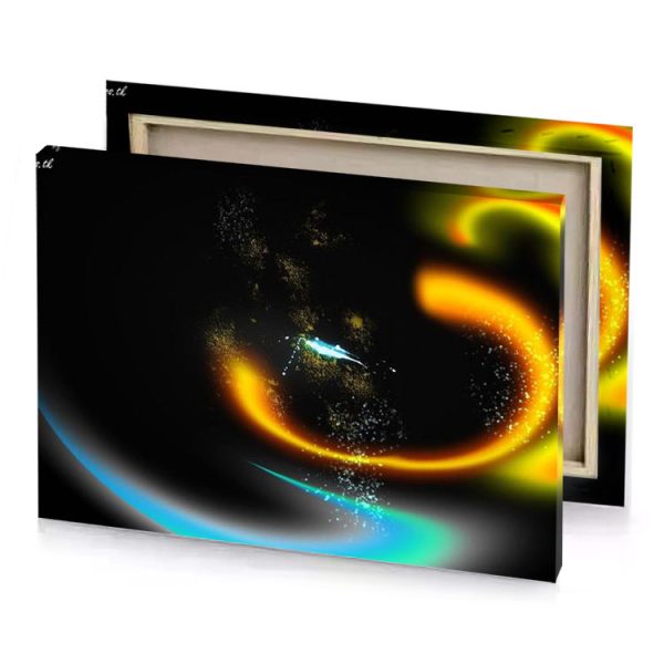 a black hole with bright yellow and blue swirl golden poppy canvas - Image 4