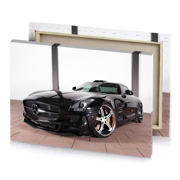 a black mercedes sports car parked in garage smoky canvas - Image 4