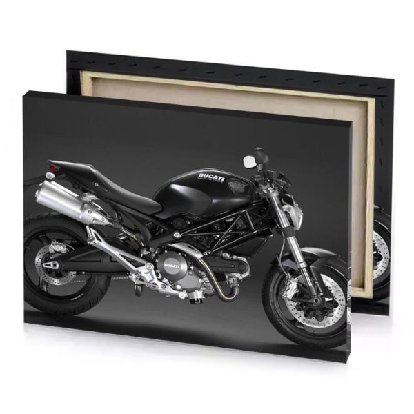 a black motorcycle is parked in studio dim gray canvas - Image 4