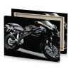 a black motorcycle is parked in the dark smoky canvas - Image 4