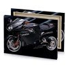 a black motorcycle is shown in the dark smoky canvas - Image 4