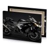 a black motorcycle is shown in the dark taupe canvas - Image 4