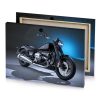 a black motorcycle parked in dark room maximum blue canvas - Image 4