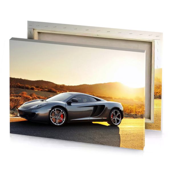a black sports car parked on road champagne canvas - Image 4
