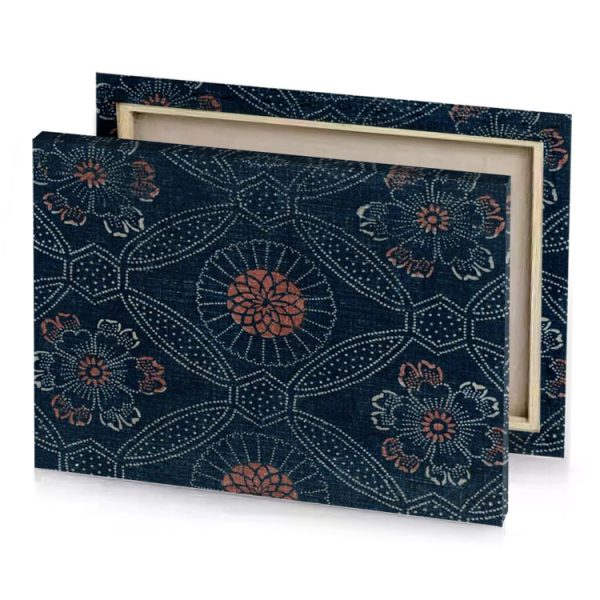 a blue and red rug with floral design smoky black canvas - Image 4