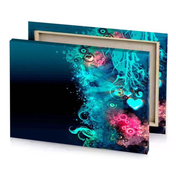a blue background with heart and swirls tiffany canvas - Image 4