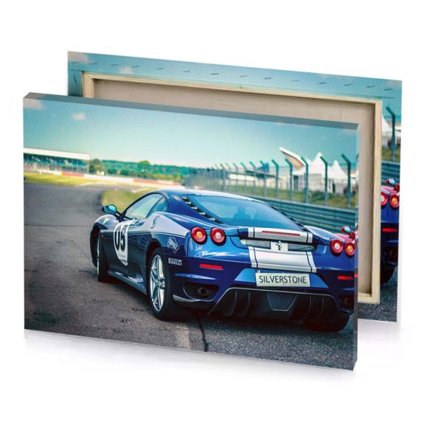a blue sports car parked on track lapis lazuli canvas - Image 4