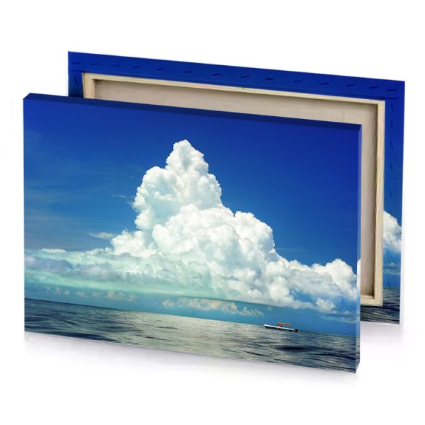 a boat is in the ocean under cloud dark cornflower blue canvas - Image 4