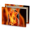 a bottle of fire in front carrot orange canvas - Image 4