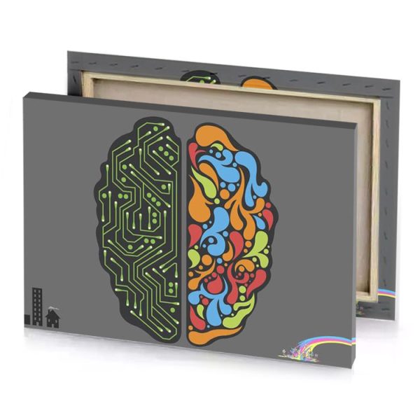 a brain with circuit in the middle hunter green canvas - Image 4