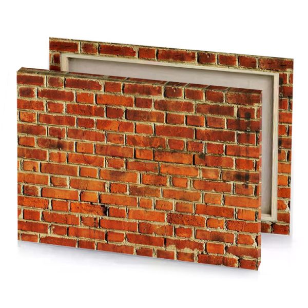 a brick wall with red pattern copper canvas - Image 4