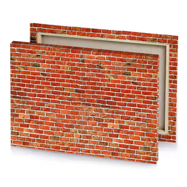 a brick wall with red pattern saddle brown canvas - Image 4