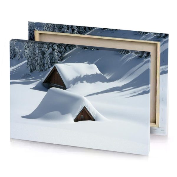 a cabin in the snow light slate gray canvas - Image 4