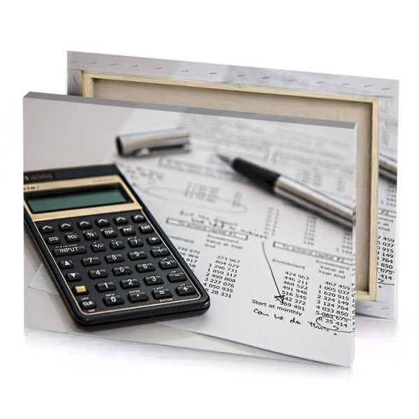 a calculaer and pen on table taupe canvas - Image 4