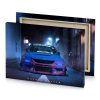a car parked in dark alley with neon blue hood denim canvas - Image 4