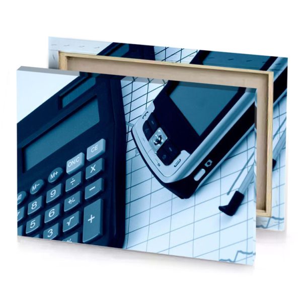 a cell phone and calculae on wall smoky black canvas - Image 4