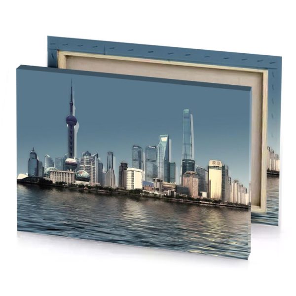 a city skyline with lot of tall buildings bistre canvas - Image 4