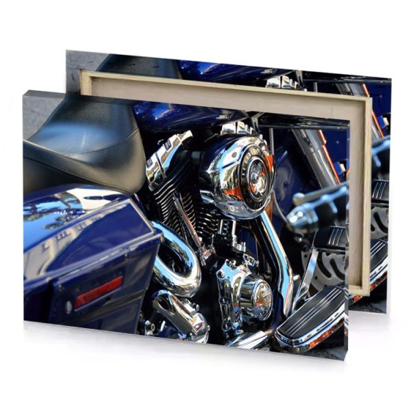 a close up of motorcycle parked on the street midnight blue canvas - Image 4
