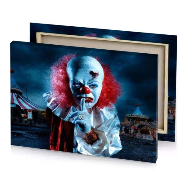 a clown with red hair and white face firebrick canvas - Image 4