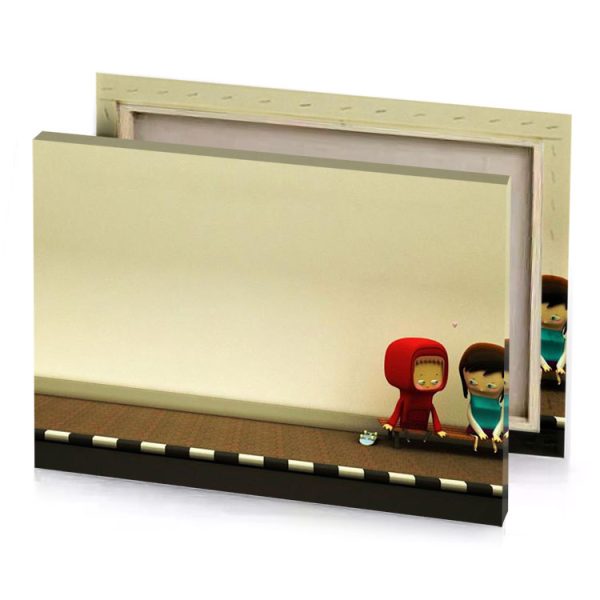 a couple of people sitting on top piano pearl canvas - Image 4