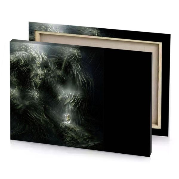 a dark alien creature with light shining on it bistre canvas - Image 4