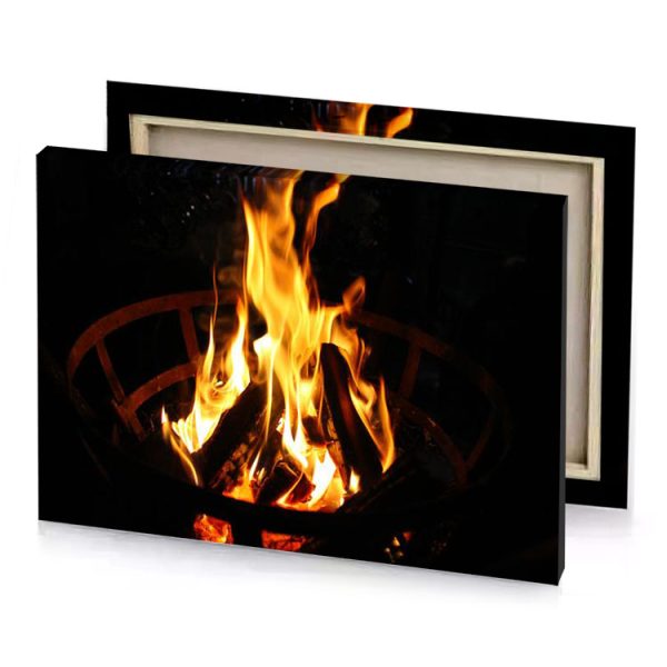 a fire in black room with ring yellow orange canvas - Image 4