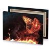 a fire is burning in the dark bistre canvas - Image 4