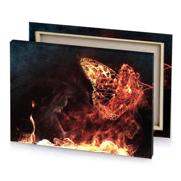 a fire is burning in the dark bistre canvas - Image 4