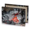 a fire with bunch of charcoal next to it light coral canvas - Image 4