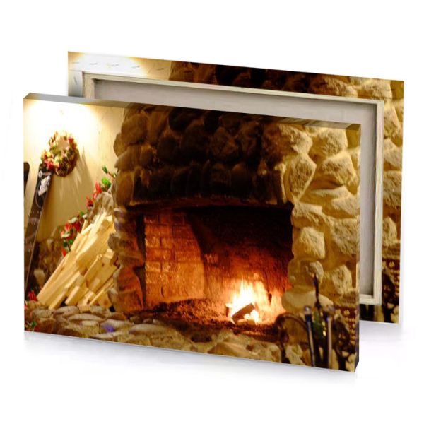 a fireplace with fire in it chocolate canvas - Image 4