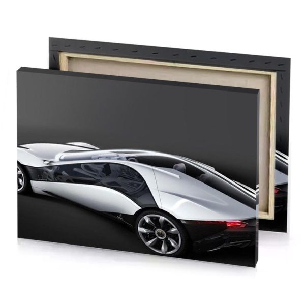 a futuristic car with black background silver canvas - Image 4